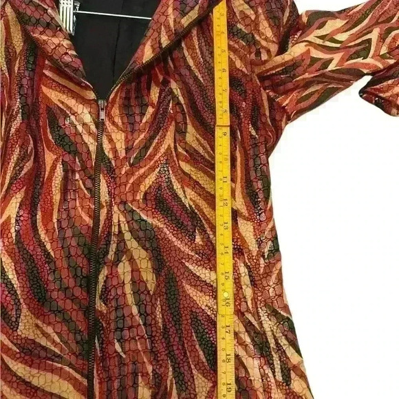 Cache Vintage Red Faux Suede Snake Embossed Print Moto Jacket Size 2 Double Zip - Picture 7 of 7